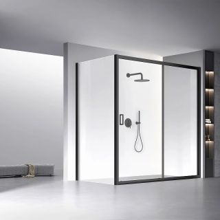 Боковая панель Veconi KP-13B, 800х1950 , черный, стекло прозрачное